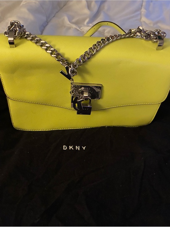 Dkny Handbags - DKNY Neon Lime Satchel with Silver Chain